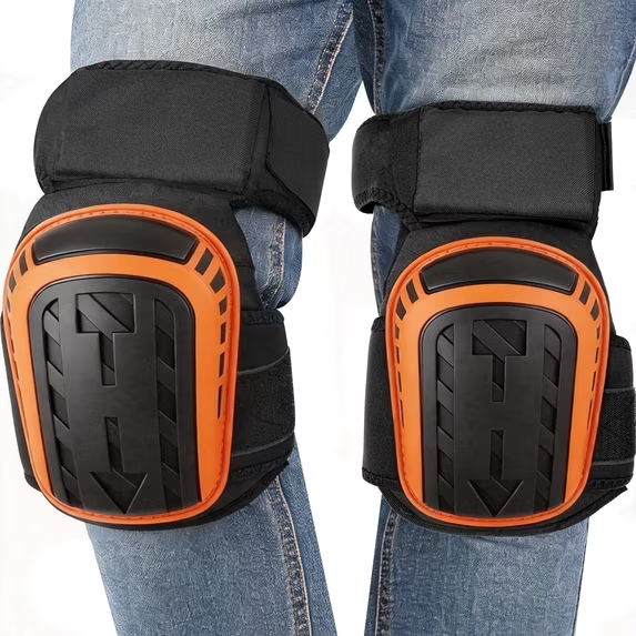 Professional Knee Pads for Work, MOJINO Heavy Duty Gel Foam Padding Knee Pads with Strong Stretchable Anti-slip Strap, Comfortable Cushion for Indoor and Outdoor Use, Orange