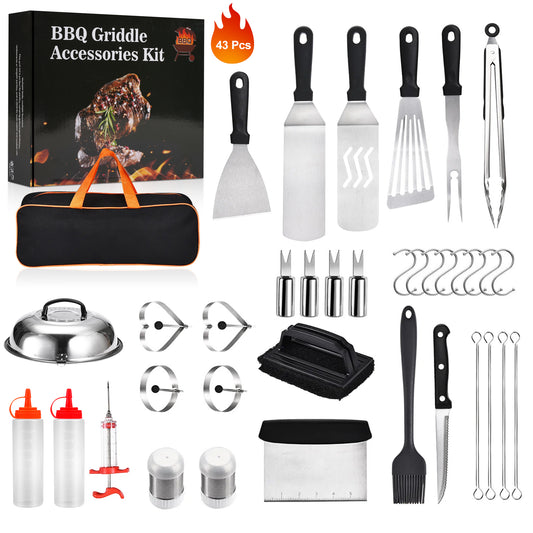 43 Piece Griddle Accessories Kit,with Basting Cover,for BBQ and Flat Top Grill Spatula Set
