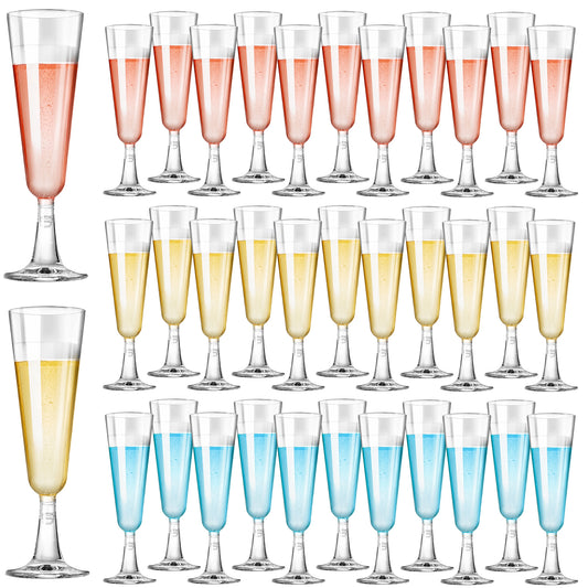 Plastic Champagne Flutes, Qissep 50 Pack 5 oz Clear Disposable Champagne Glasses for Wedding Celebration Birthday Party Wine Tasting New Years Eve Party Supplies